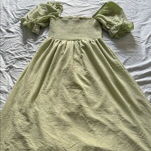 Altar'd State Light Green  Dress with Puff Sleeves